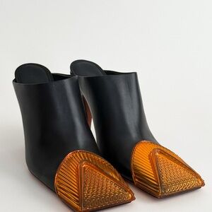 Off-White Black Mules with Orange Accents